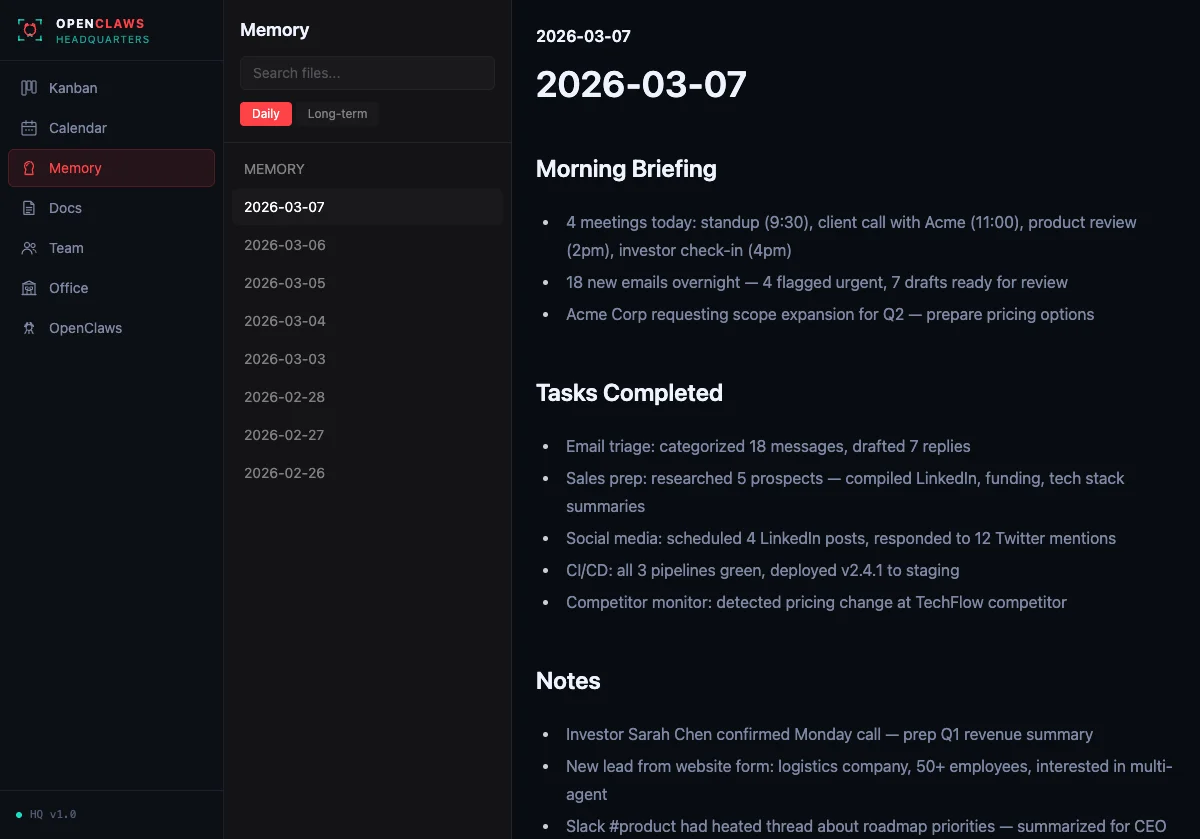 Agent memory — review what your agents know and learn